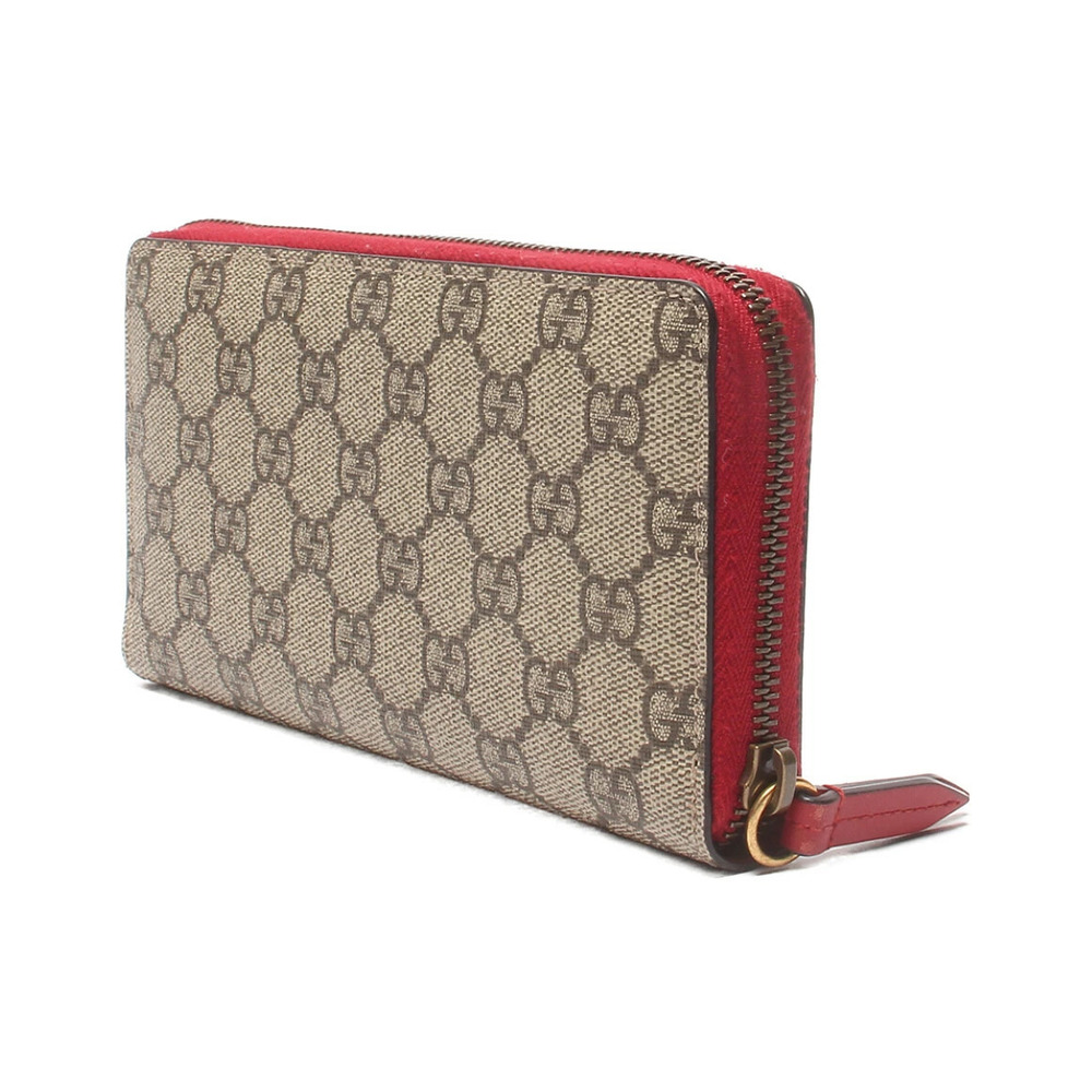 Gucci Round Zipper Long Wallet Cherry GG Supreme
